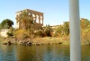 Blick auf dem Tempel von Philae vom Nil gesehen
